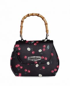 Daisy Cherries Black Retro Handbag_1